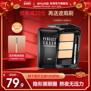 【2盒装】amy安美三色遮瑕膏盘遮盖斑点脸部痘痘印黑眼圈泪沟纹身
