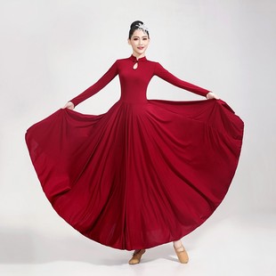 酒红色开场舞大摆裙演出服现代舞灯火里 古典舞飘逸 中国舞蹈服装