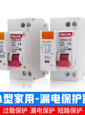 漏电保护器DZ30LE-32单相36mm宽DPN过载短路漏电自动断电保护开关