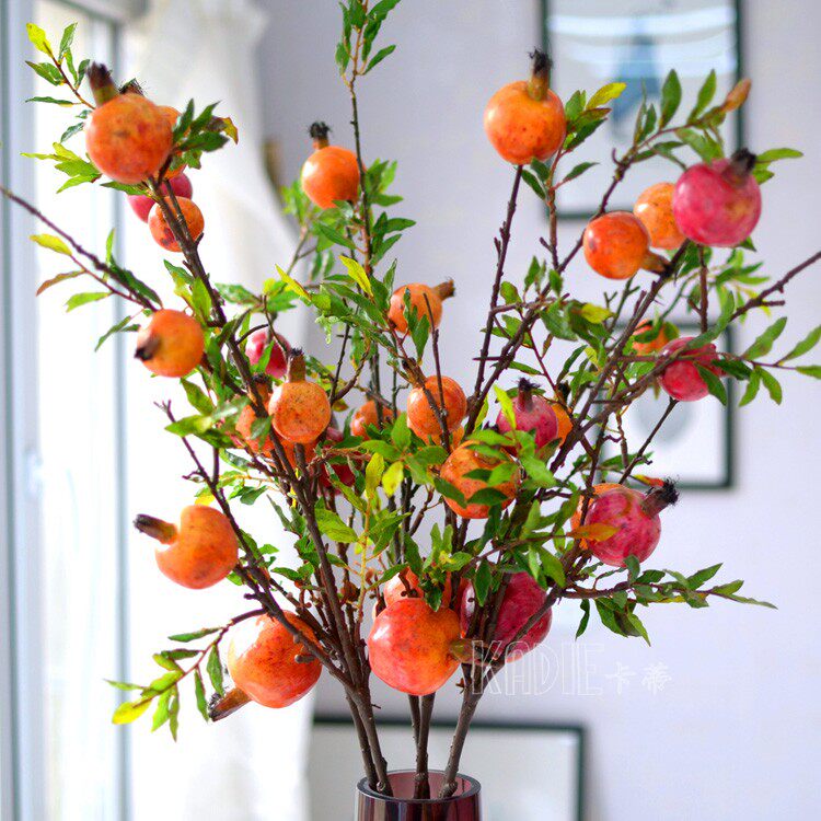 寓意好红色高仿真石榴果子婚庆花艺喜庆新房装饰假花果实中式装饰