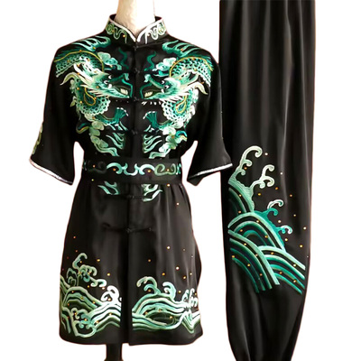 嘉远航2025新款刺绣武术比赛服武校学生体考彩服练功夫龙图
