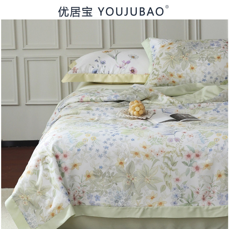 天丝蚕丝蛋白夏被四件套莱赛尔冰丝数码印花空调被丝滑可水洗薄被,床上用品,化纤被,淘宝优惠券,粉丝福利购,淘宝优惠卷