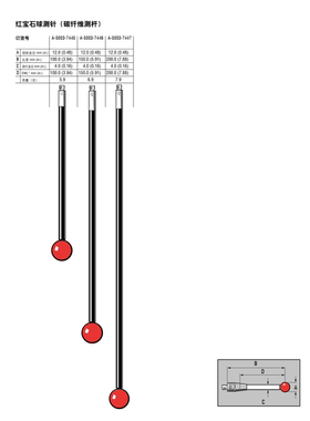 雷尼绍A-5003-7447 三坐标测针国产代用M3碳纤维测杆12.0宝石测头