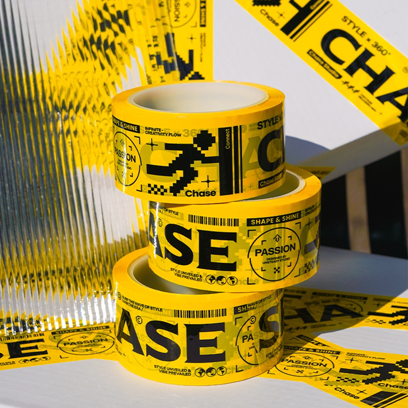 CHASE创意彩色透明警戒胶带防水装饰胶布行李箱贴纸宽封箱打包50m