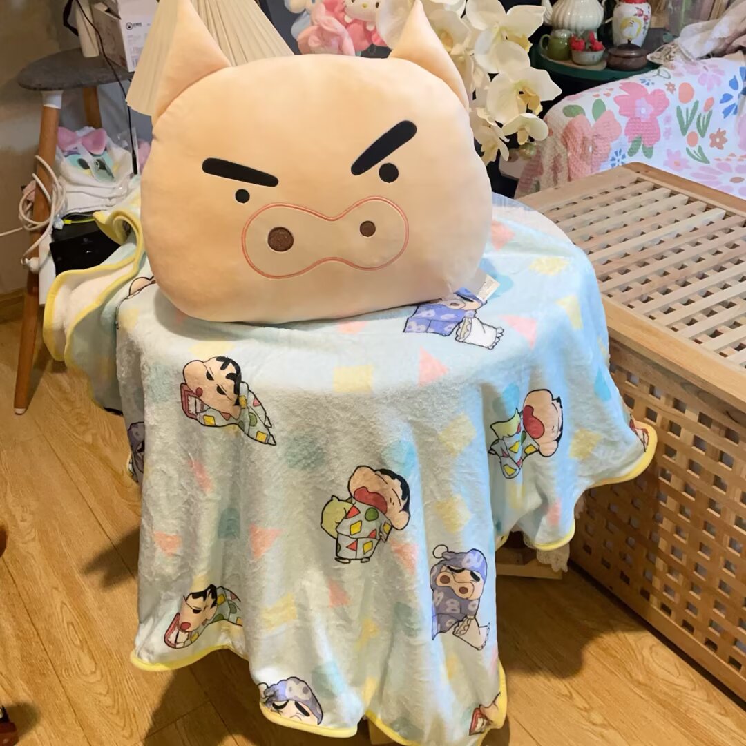 可爱网红小猪抱枕被子两用毯子二合一办公室午睡靠枕头车载盖毯