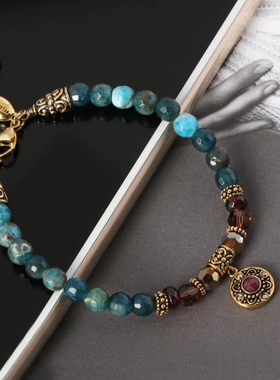 韩国东大门18k金天然原石手链