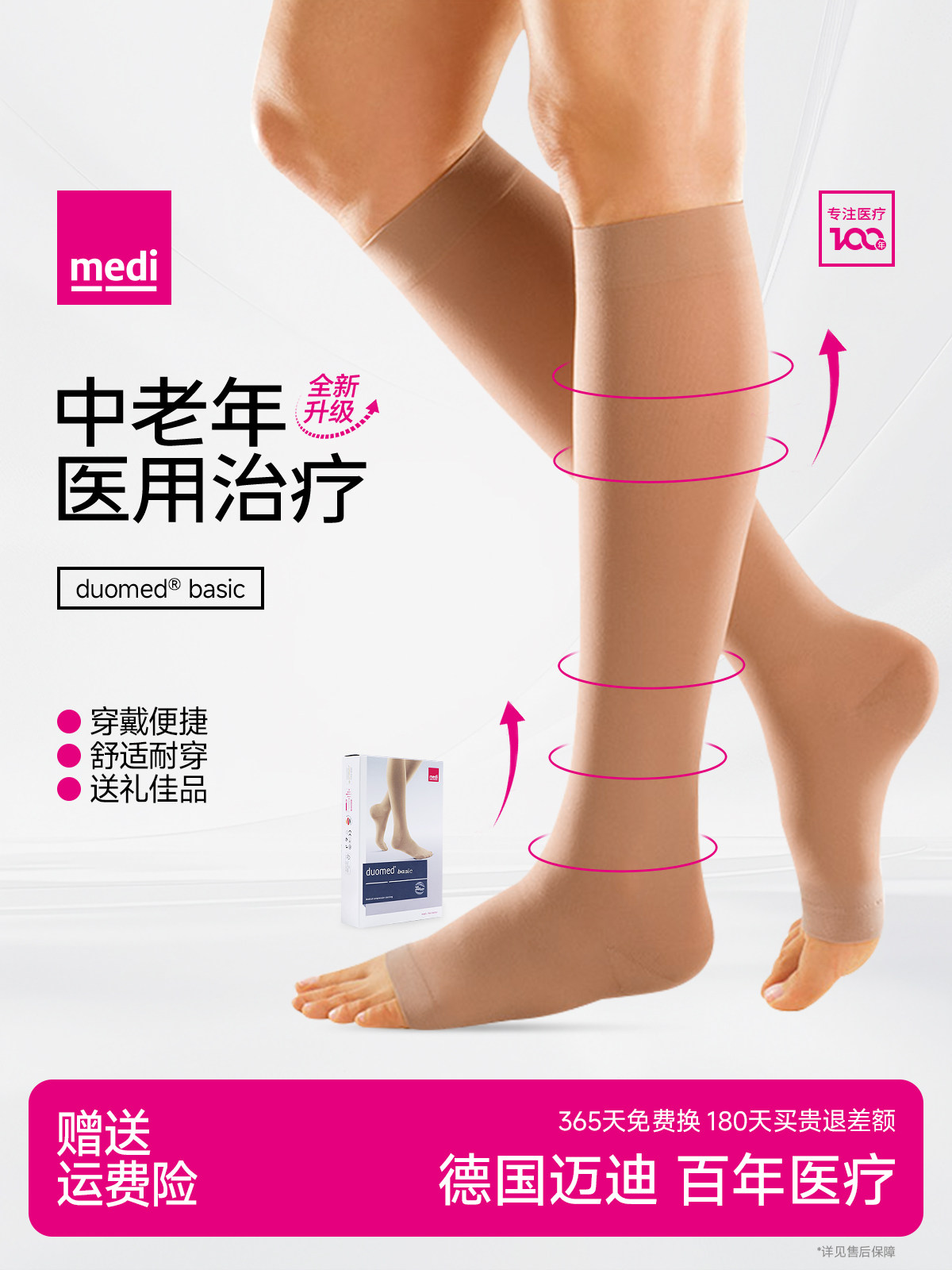 德国medi迈迪静脉曲张弹力袜医用治疗型医疗二级压力男女中老年款