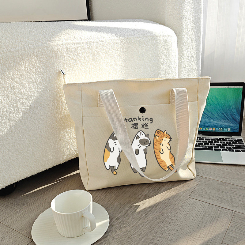 秀洛三花猫暹罗猫大橘猫摆烂帆布包单肩包通勤大容量手提包托特包,箱包皮具/热销女包/男包,通用款女包,淘宝优惠券,粉丝福利购,淘宝优惠卷