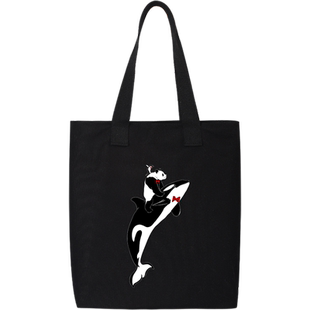 秀洛熊猫和鲸鱼联名帆布包袋学生自习补课手拎包手提包单肩帆布袋