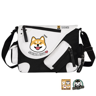 柴犬神烦狗狗狗周边卡通动漫单肩斜挎包帆布包男邮差包骑行包男女
