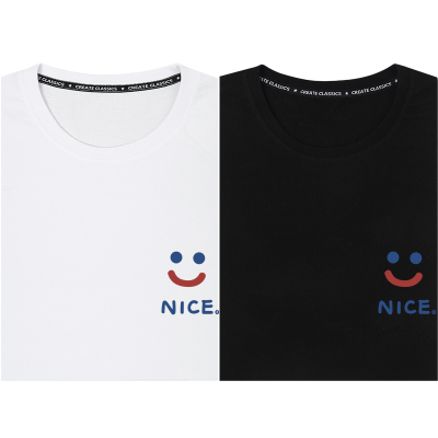 笑脸nice夏季新款情侣装短袖T恤休闲宽松笑脸卡通上衣白色打底衫