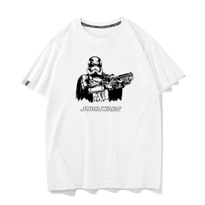 短袖t恤男纯棉纯棉夏季休闲打底情侣衣服黑武士star war星球大战