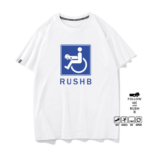 CSGO反恐精英rushB枪战游戏周边短袖T恤男学生宽松休闲纯棉衣服