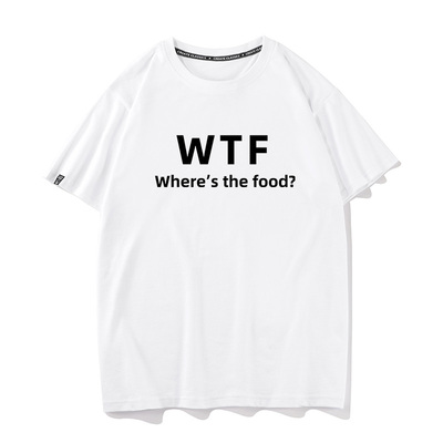 秀洛恶搞wtf字母夏季新款纯棉短袖T恤男女打底衫半袖宽松情侣衣服