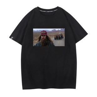 阿甘正传短袖t恤男中国风文字衣服纯棉圆领潮牌潮流中学生半袖