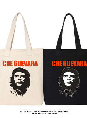 秀洛单肩包帆布书包文艺摇滚古巴红色革命英雄切格瓦拉头像帆布袋