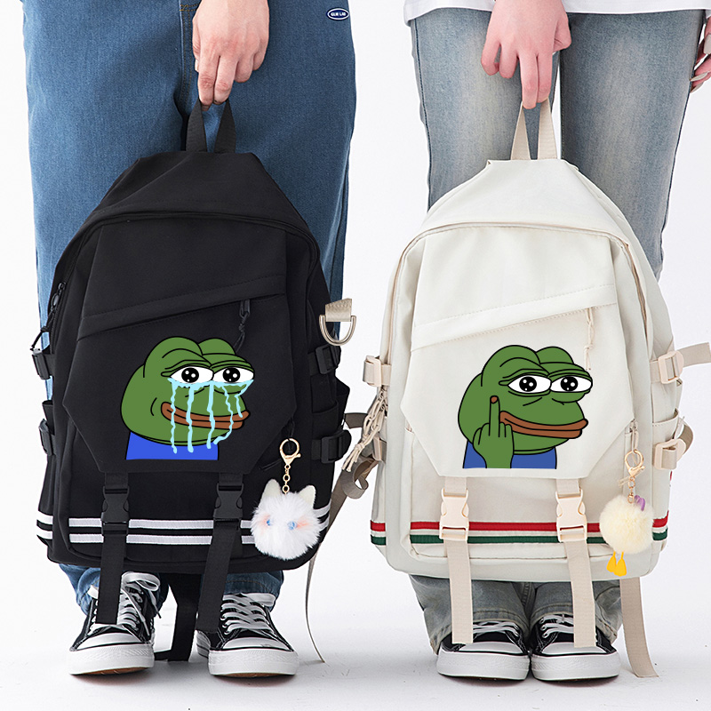 秀洛悲伤蛙卡通动漫周边个性书包男女初中小学生大眼蛙双肩包背包