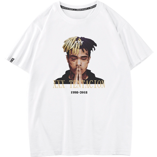 秀洛xxxtentacion短袖t恤男款夏季潮流潮牌宽松大码纯棉嘻哈男生