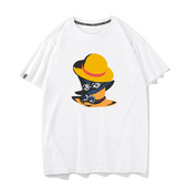 秀洛海贼王联名短袖 T恤男草帽路飞索隆艾斯动漫周边衣服夏情侣装