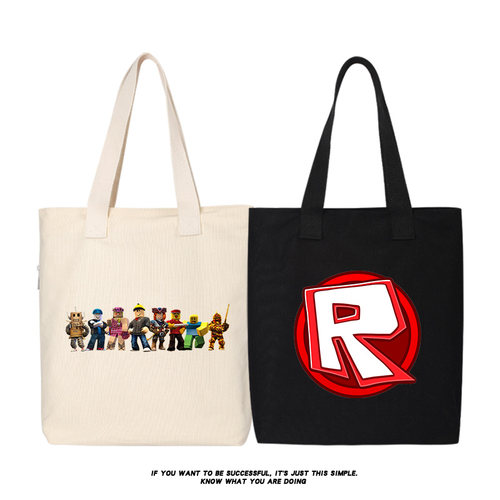 秀洛Roblox帆布背罗布乐思单肩斜挎手提包购物袋托特包女大容量
