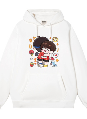 秀洛巴黎莎头CP组合乒乓球长袖卫衣男女连帽情侣周边外套