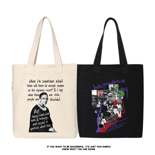 RBG大法官金斯伯格帆布包女权主义定制环保购物袋通勤拉链手提袋