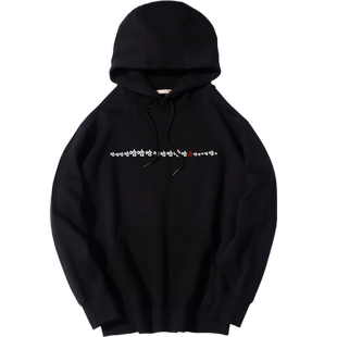 古着vintage笑里藏刀创意趣味文字卫衣男连帽加绒加厚恶搞笑衣服