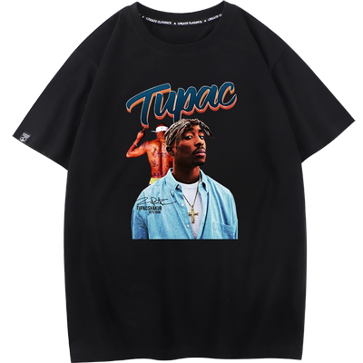 秀洛TUPAC SHAKER 2PAC图派克印花短袖T恤宽松欧美高街体恤打底衫