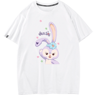 秀洛星黛露联名达菲熊情侣装t恤小众可爱小熊夏季纯棉白搭半袖女