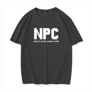 【NPC非玩家】夏季趣味搞笑字母短袖t恤男2025年纯棉宽松圆领半袖