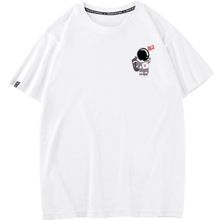 秀洛nasa联名T恤短袖太空人宇航员网红高级情侣装夏装小众设计感