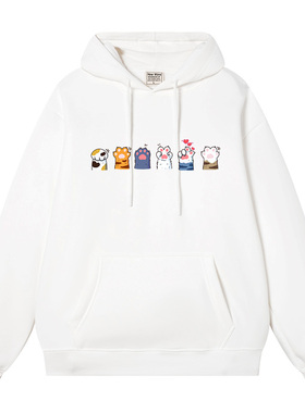 秀洛卡通动漫三花大橘猫爪连帽卫衣黑色男女情侣休闲美式潮牌帽衫