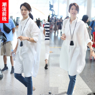 妻子的浪漫旅行袁咏仪同款白色衬衫休闲宽松防晒衣衬衣外套女大码