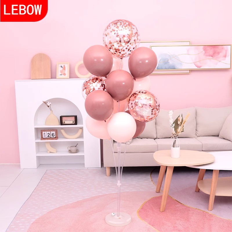 豆沙色发光气球桌飘立柱支架生日结婚房订婚礼地飘装饰布置用品