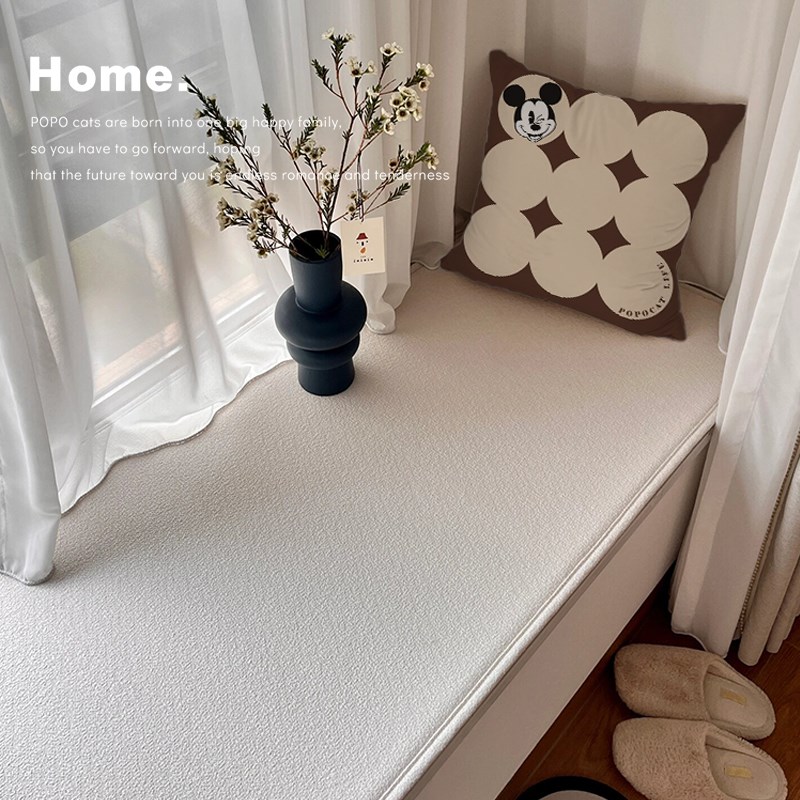泰迪绒飘窗垫窗台垫防水防污2023新款网红加厚海绵四季通用阳台垫