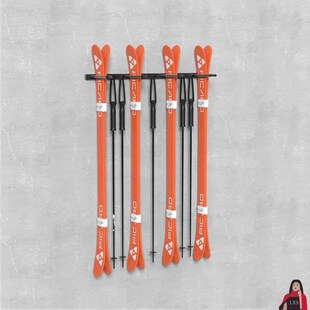 滑雪板杖单双板墙上挂架室内墙上架黑色竖挂雪板整理架收纳展示架