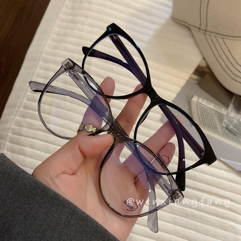 防蓝光高级感透明眼镜女款大脸素颜圆脸百搭显瘦小众设计感新款潮