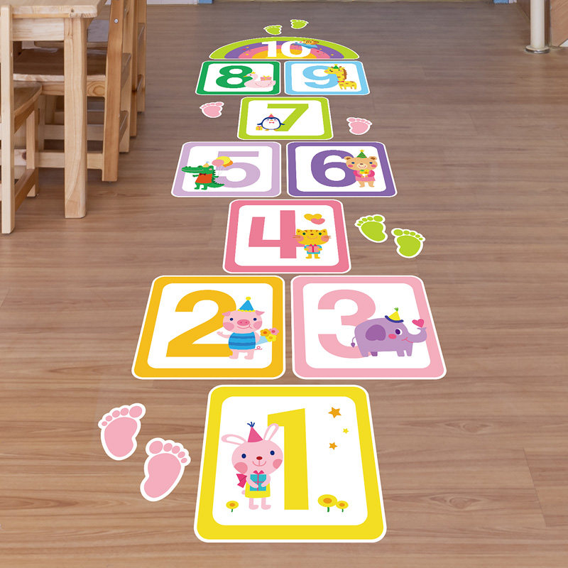 儿童跳房子跳格子贴纸数字游戏学校幼儿园儿童活动区装饰卡通地贴,家居饰品,软装墙贴,淘宝优惠券,粉丝福利购,淘宝优惠卷