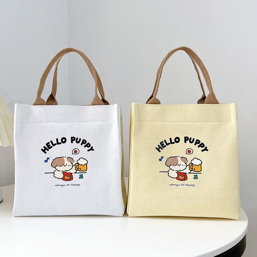 手提包帆布包女包小包小方包便当包饭盒袋休闲大容量定制印logo包