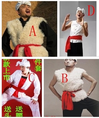 阿宝演出服毛马甲布背心红肚兜