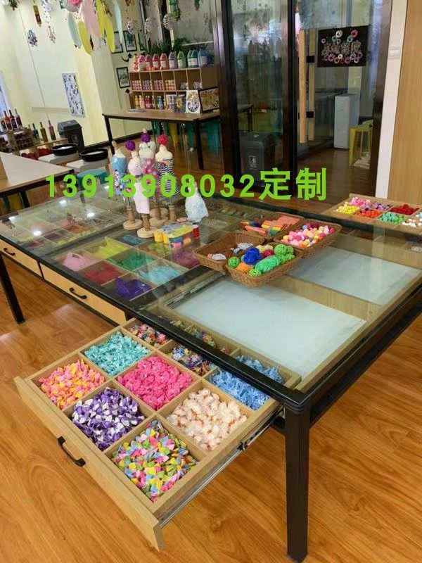 彩色玻璃美术绘画桌手工DIY设儿童桌/手工桌