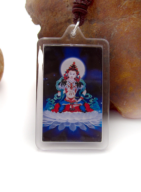YC315透明亚克力藏地法会佛牌金刚萨埵百字明双面佛像小吊坠定制