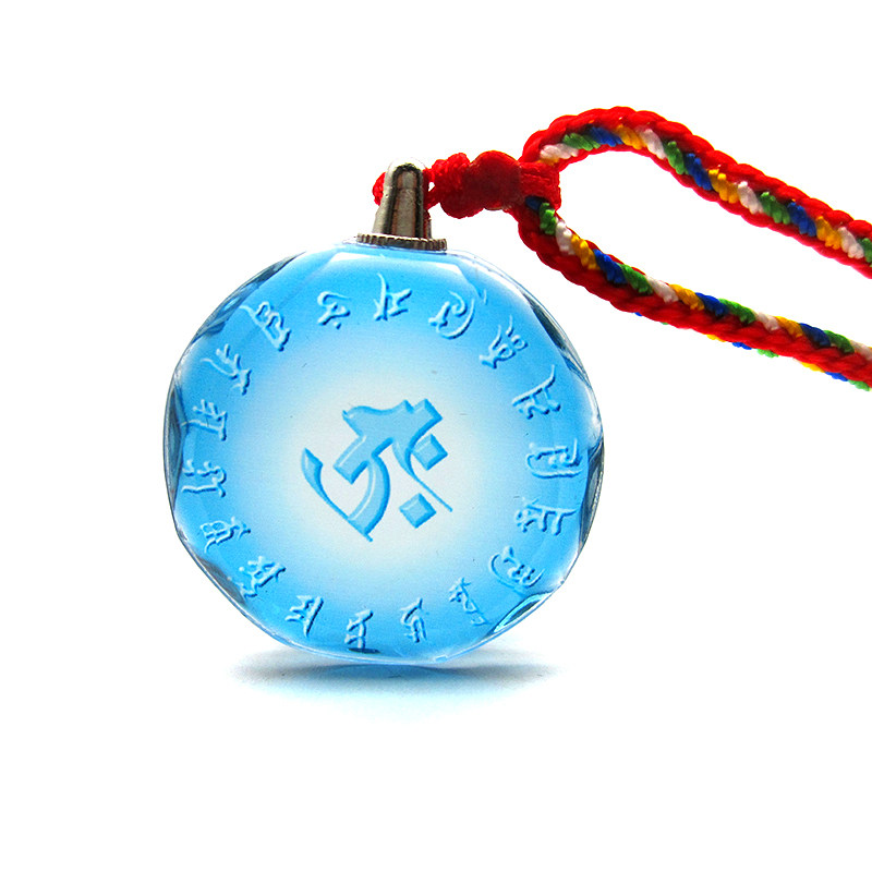 yc2840晶莹剔透虚空藏菩萨心咒水晶五彩金刚绳随身防水佛咒小吊坠
