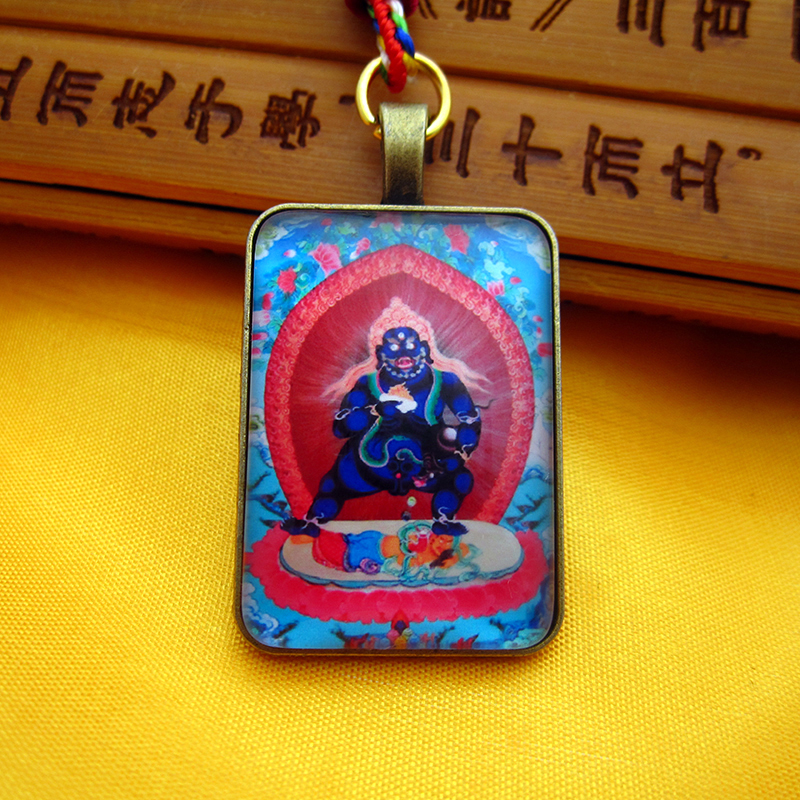YC2325新款古青铜藏地黑财神唐卡合金佛牌吊坠法会结缘饰品小挂牌