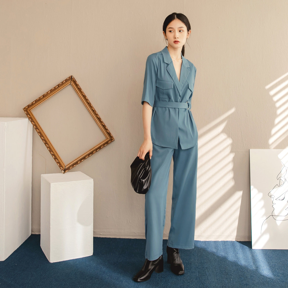 桔熊春秋通勤ol风高腰西装长裤子女舒适宽松直筒裤大码ba6390