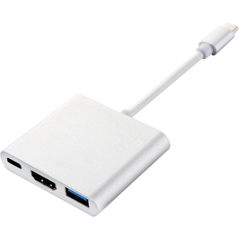 宜客莱（ECOLA）多功能拓展坞TYPE-C转USB分线器/HDMI/PD充电三合一 CB-A051SV 银色