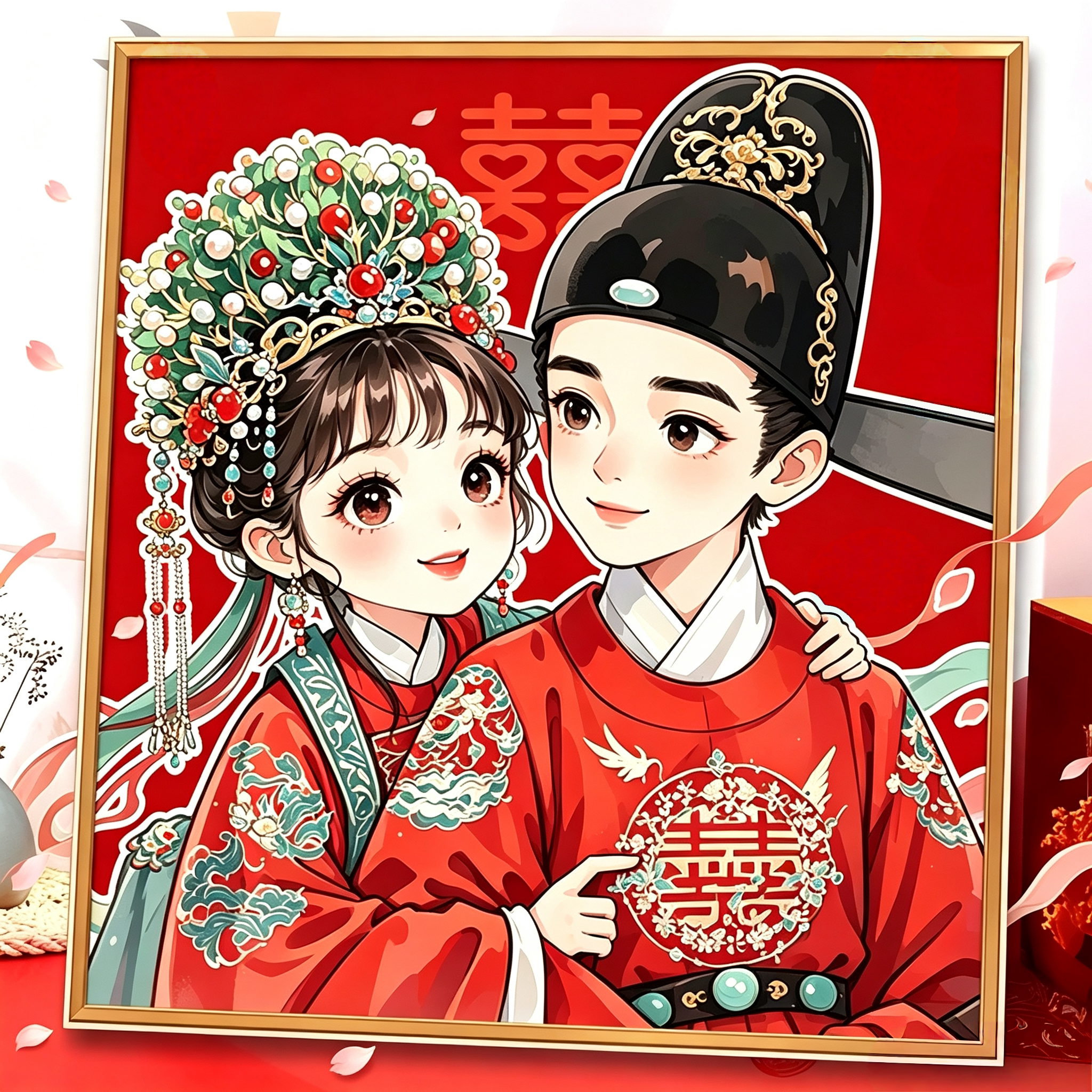 结婚款十字绣2026新款手工针线满绣婚房卧室小幅画送闺蜜礼物