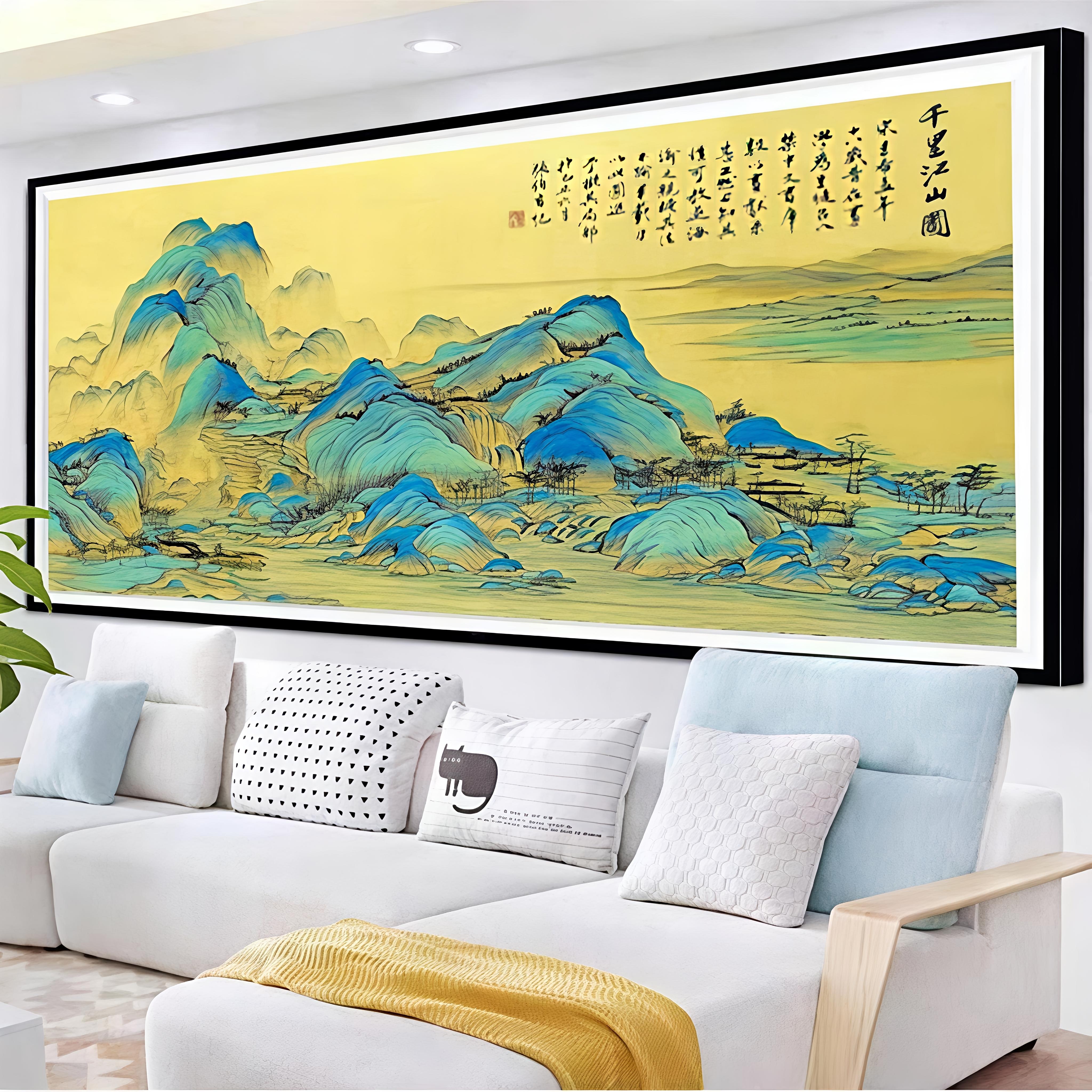 国画十字绣千里江山图2026新款客厅店铺公司大图针线满绣寓意好
