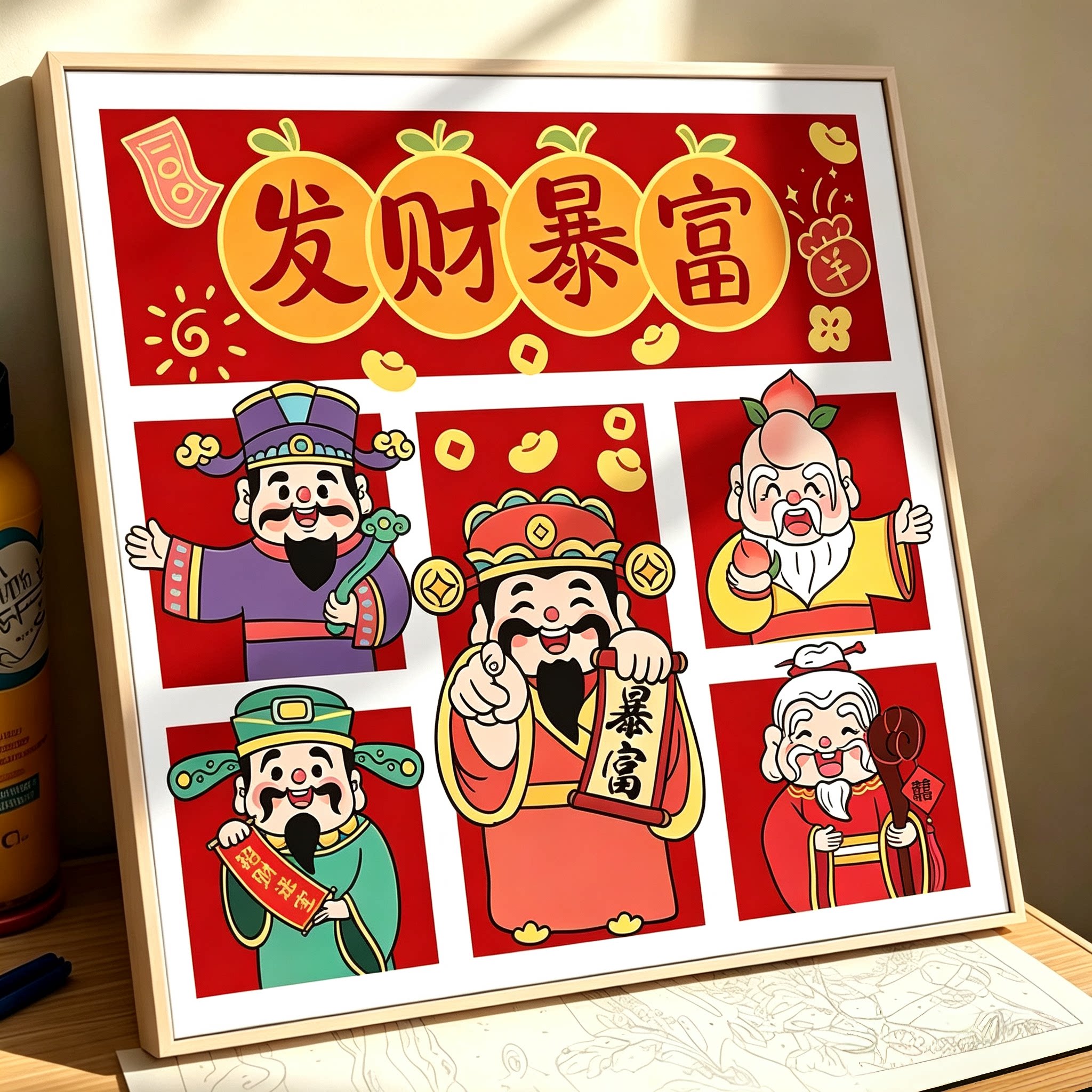 发财暴富十字绣财神爷2026新款手工线绣客厅办公室商铺小件挂画