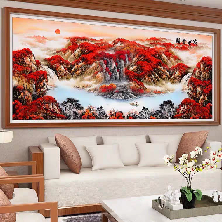 2026新款鸿运当头钻石画十字绣现代家用客厅办公室大幅山水风景画